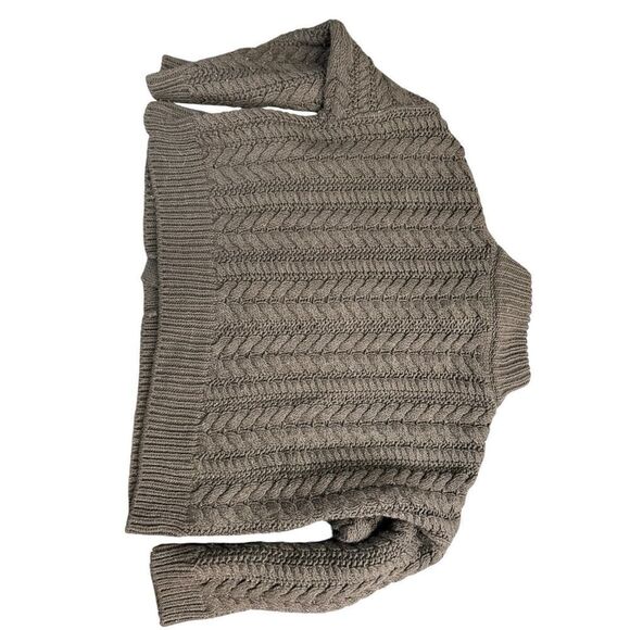 Something Navy Small Cable Knit Brown Long Sleeve Sweater Cardigan Rust Crew - Picture 5 of 10